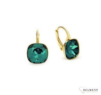 Srebrne kolczyki wiszące pozłacane w kolorze Gilded Earrings Emerald KAG447010EM.jpg