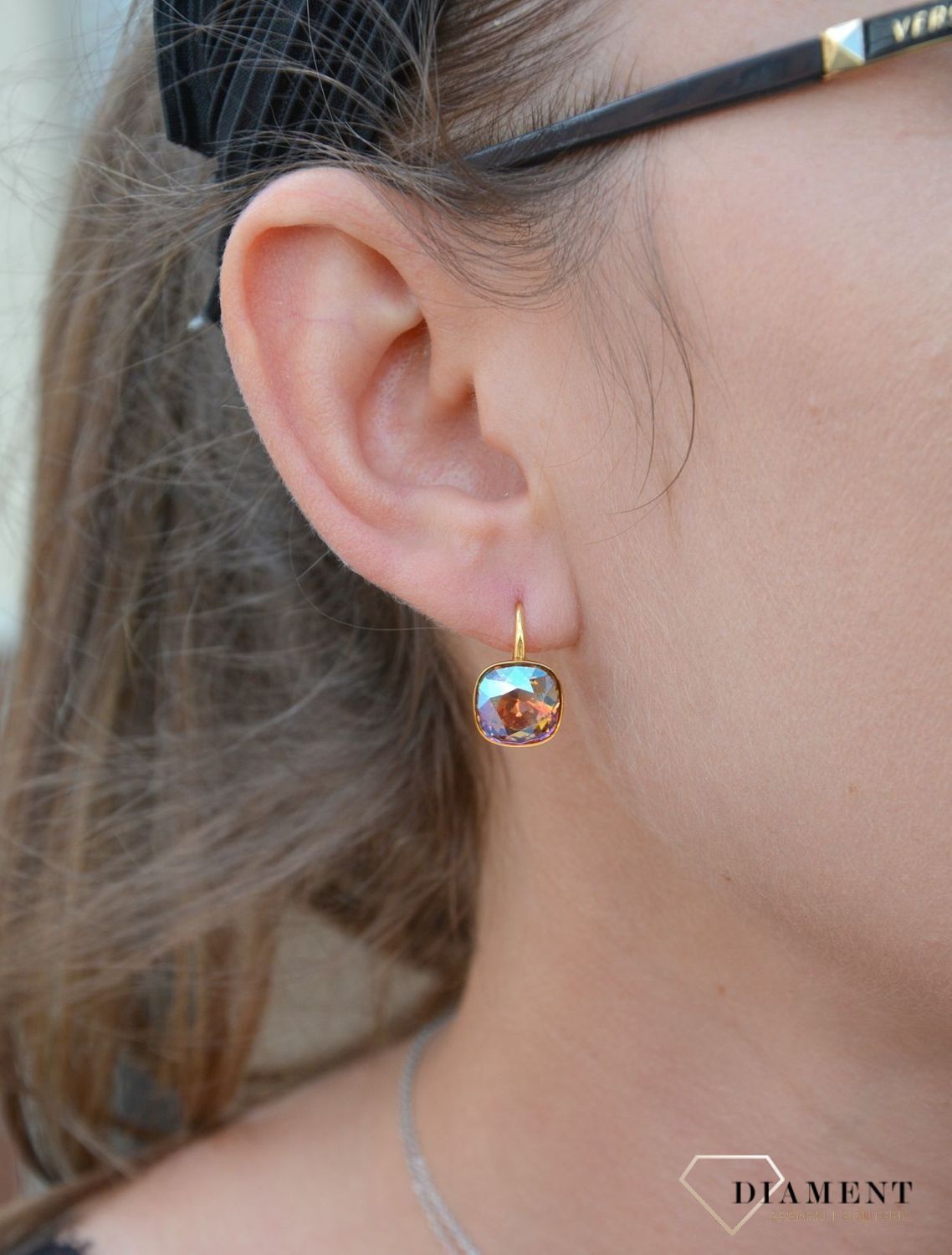 Srebrne kolczyki wiszące pozłacane w kolorze Light Colorado Topaz Shimmer KAG447010LCTSH.jpg