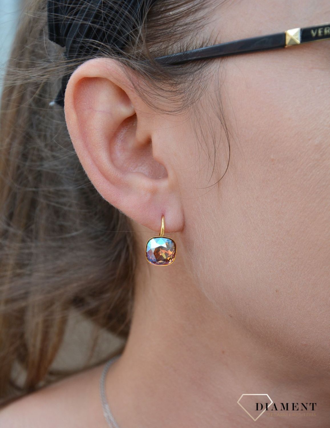 Srebrne kolczyki wiszące pozłacane w kolorze Light Colorado Topaz Shimmer KAG447010LCTSH.jpg