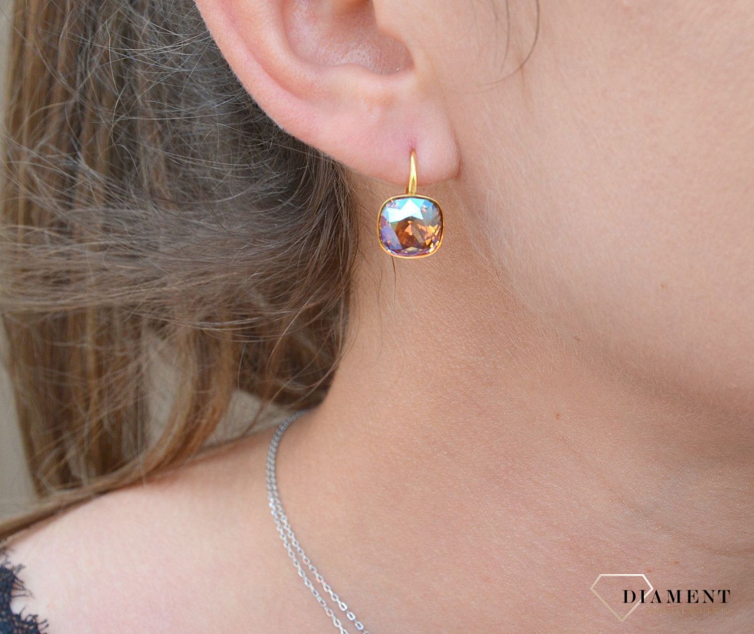 Srebrne kolczyki wiszące pozłacane w kolorze Light Colorado Topaz Shimmer KAG447010LCTSH.jpg