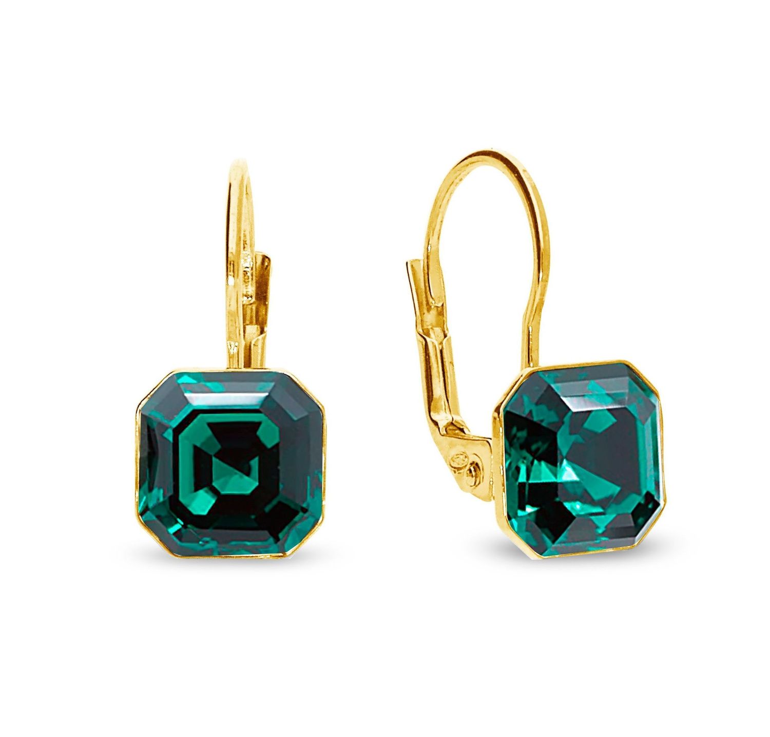 Kolczyki srebro pozłacane Spark z Kryształkami Swarovskiego w zielonym odcieniu KAG44808EM.jpg