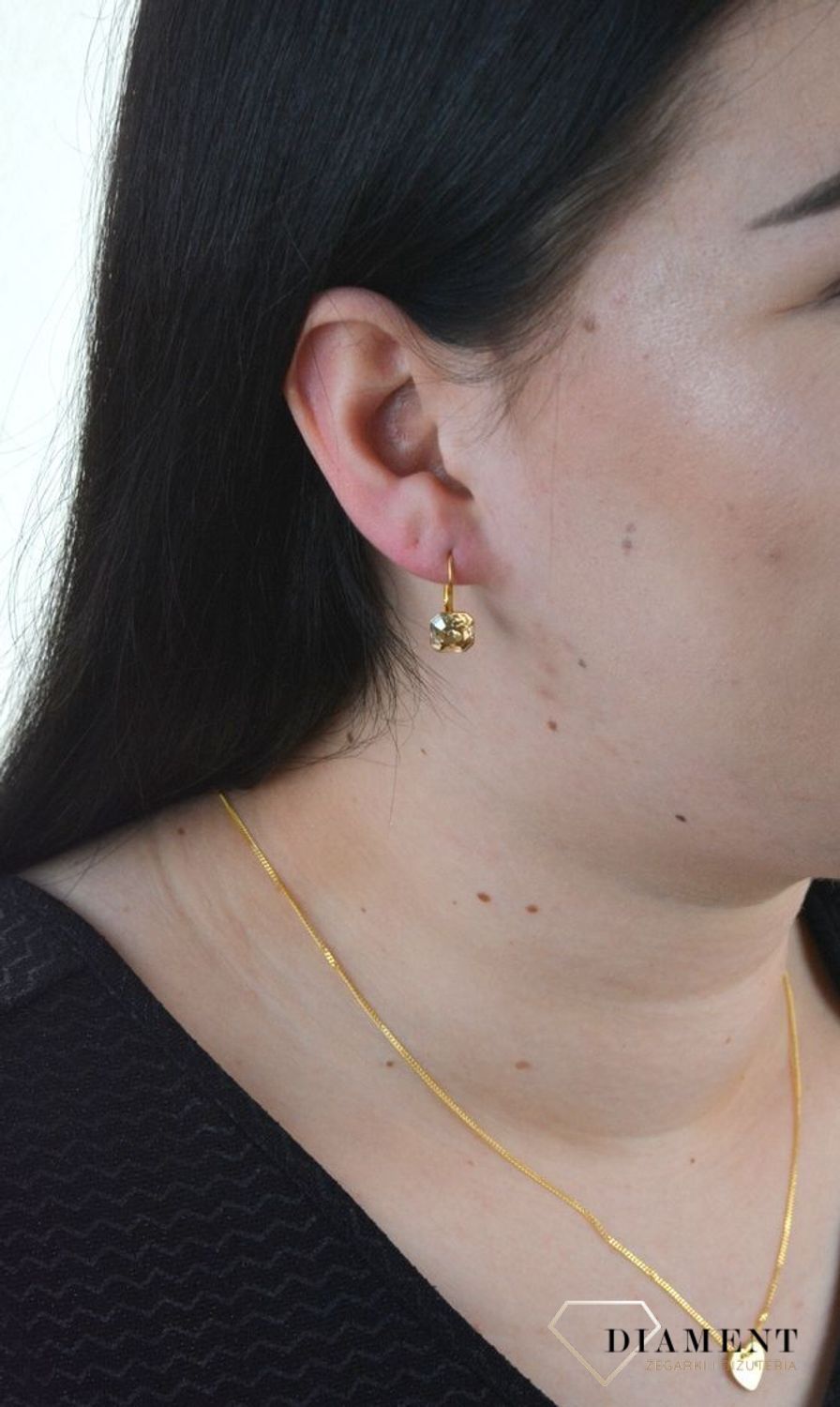 Kolczyki srebrne pozłacane wiszące Swarovski Spark KAG44808SC.jpg