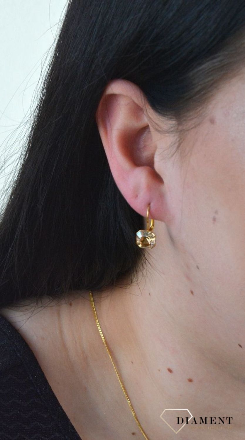 Kolczyki srebrne pozłacane wiszące Swarovski Spark KAG44808SC.jpg