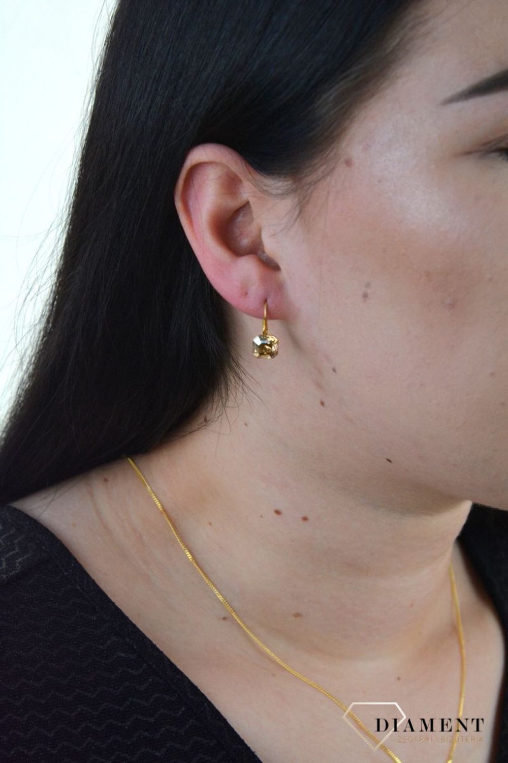 Kolczyki srebrne pozłacane wiszące Swarovski Spark KAG44808SC.jpg