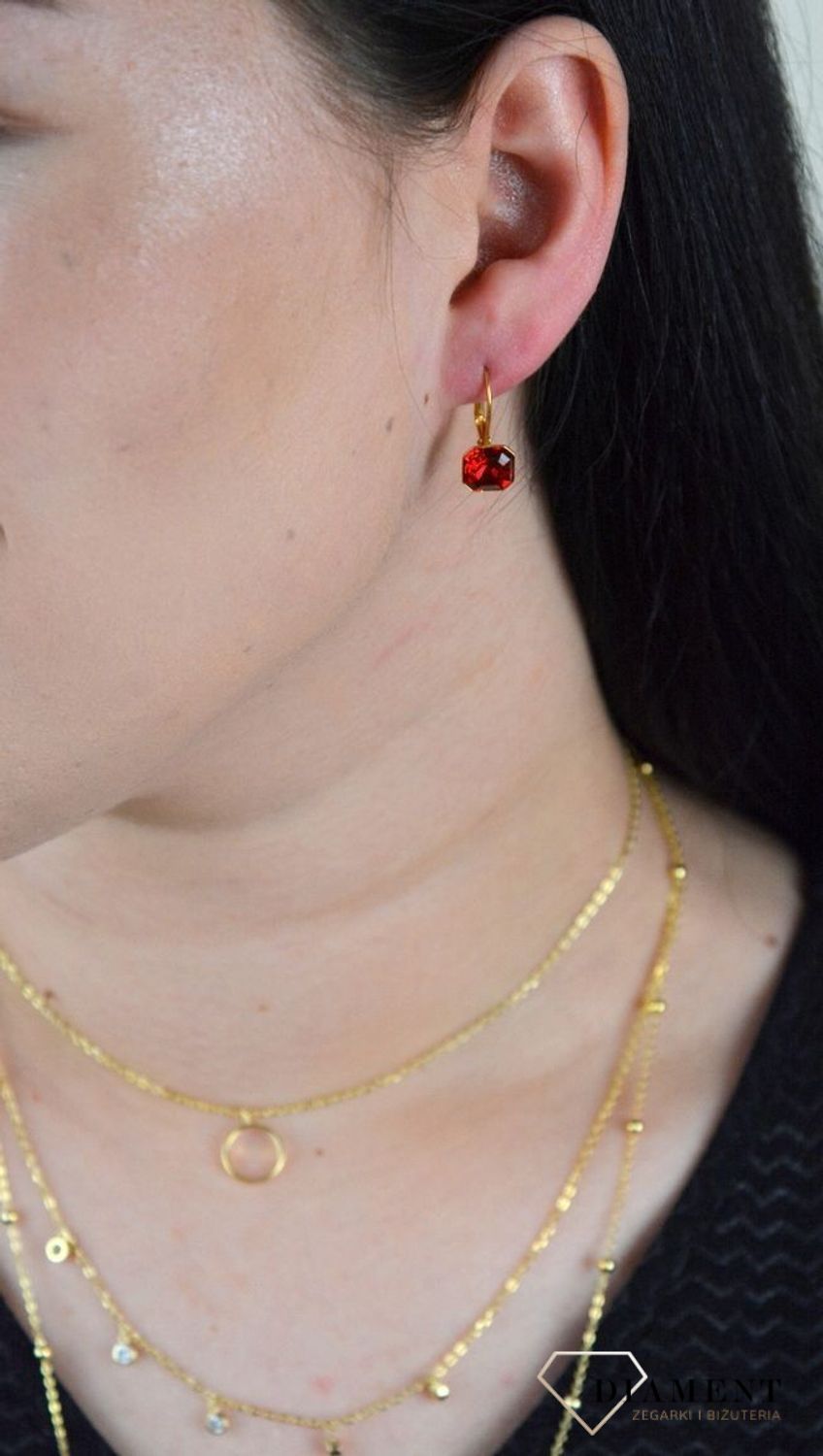 Kolczyki srebrne pozłacane wiszące Swarovski Spark Golden Shadow KAG44808GS.jpg