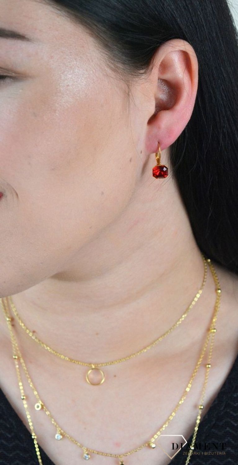 Kolczyki srebrne pozłacane wiszące Swarovski Spark Golden Shadow KAG44808GS.jpg