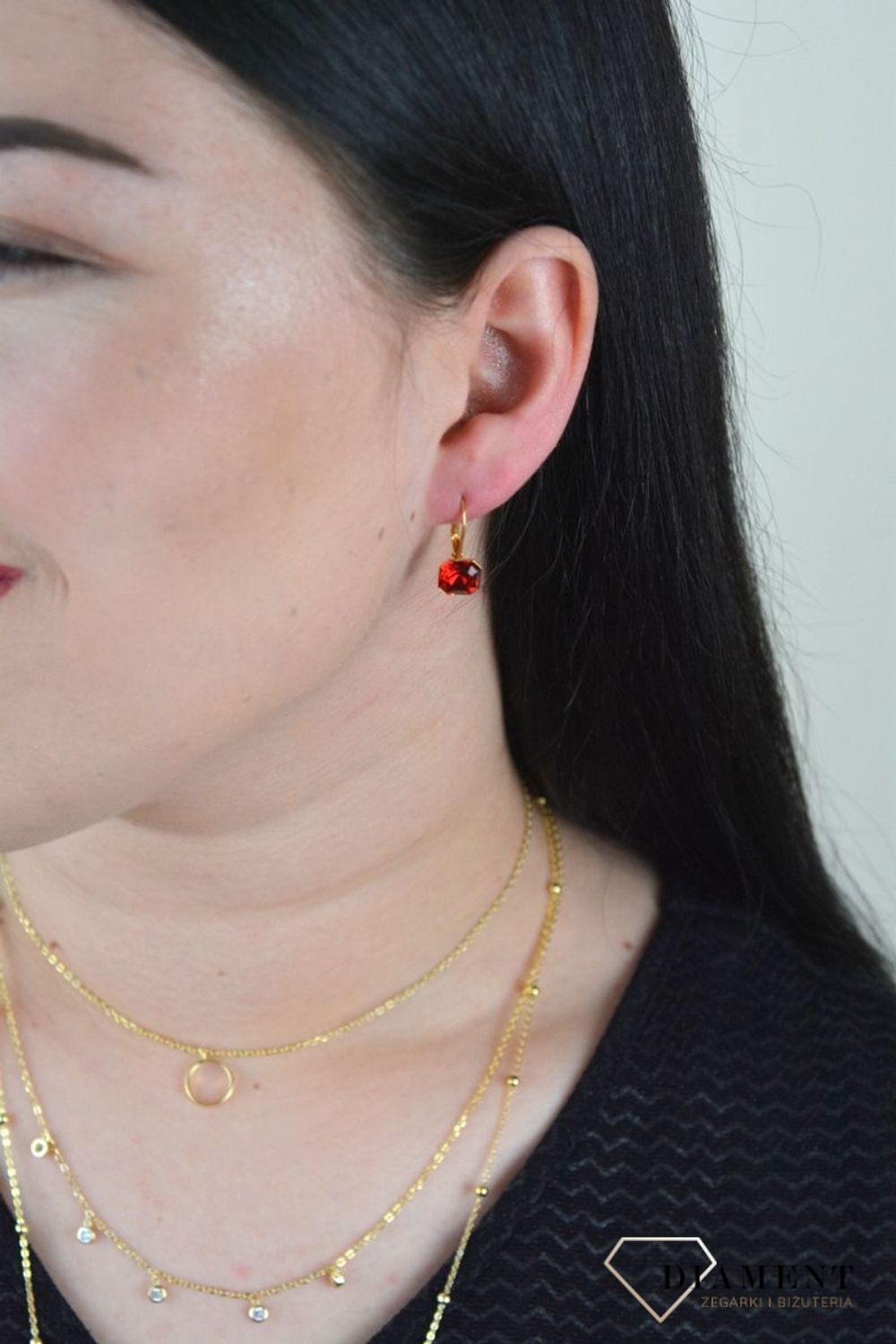 Kolczyki srebrne pozłacane wiszące Swarovski Spark Golden Shadow KAG44808GS.jpg