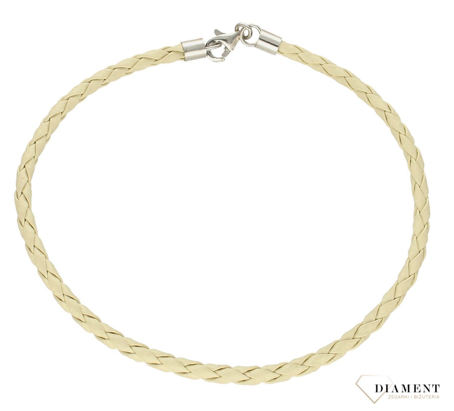 Bransoletka pleciona na rzemyku Kremowa KBHU453. . Bransoletka damska w kolorze kremowym, dopełni codzienną stylizację. Idealnie sprawdzi się na prezent dla kobiety, nastolatki czy nawet małej dziewczynki (3).jpg