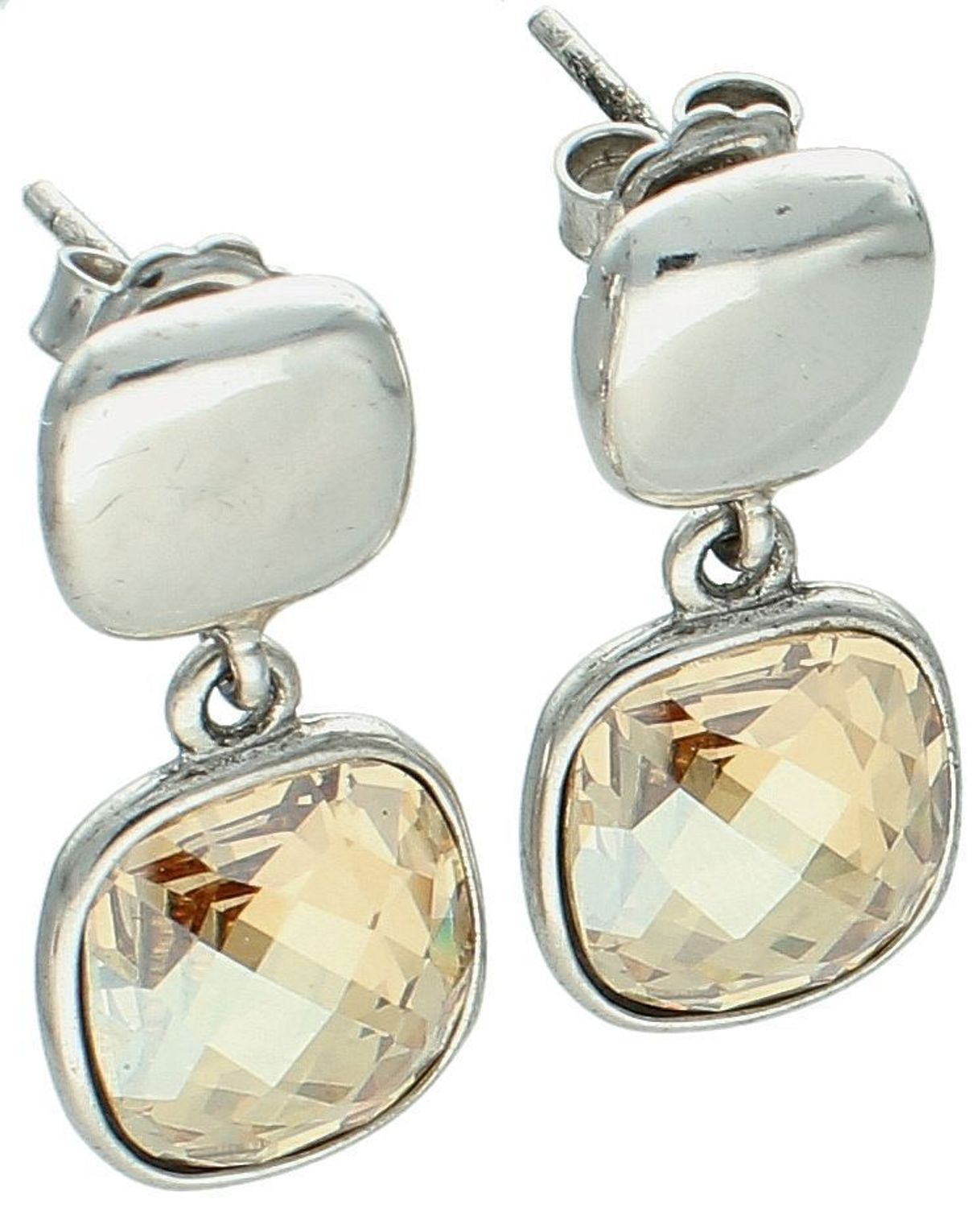 Kolczyki Srebrne wiszące Swarovski jasny brąz KC15E.jpg