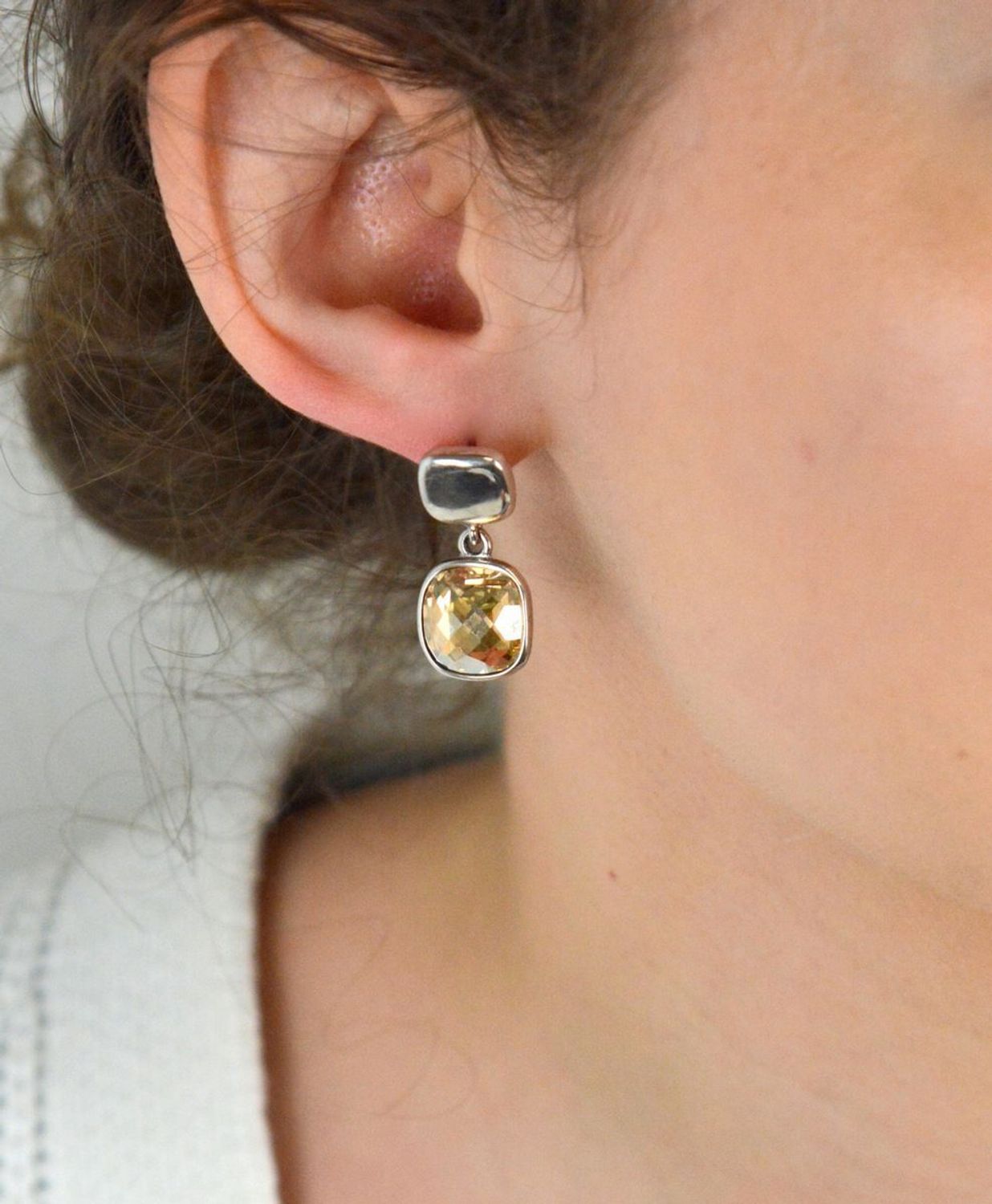 Kolczyki Srebrne wiszące Swarovski jasny brąz KC15E.jpg