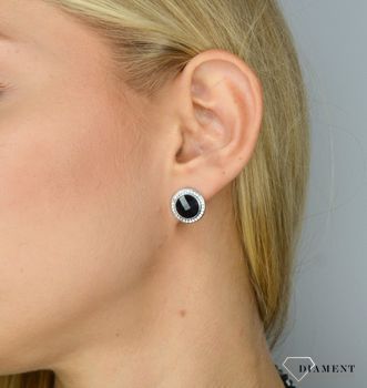 Kolczyki Srebrne Spark Swarovski Cheesboard Circle Studs Black Diamond KC203510BD (1).JPG