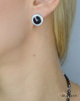 Kolczyki Srebrne Spark Swarovski Cheesboard Circle Studs Black Diamond KC203510BD (2).JPG