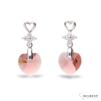 Piękne wiszące kolczyki Spark Swarovski to ciekawa biżuteria z efektownym połączeniem srebra i luksusowych różowych kryształków Swarovskiego..jpg