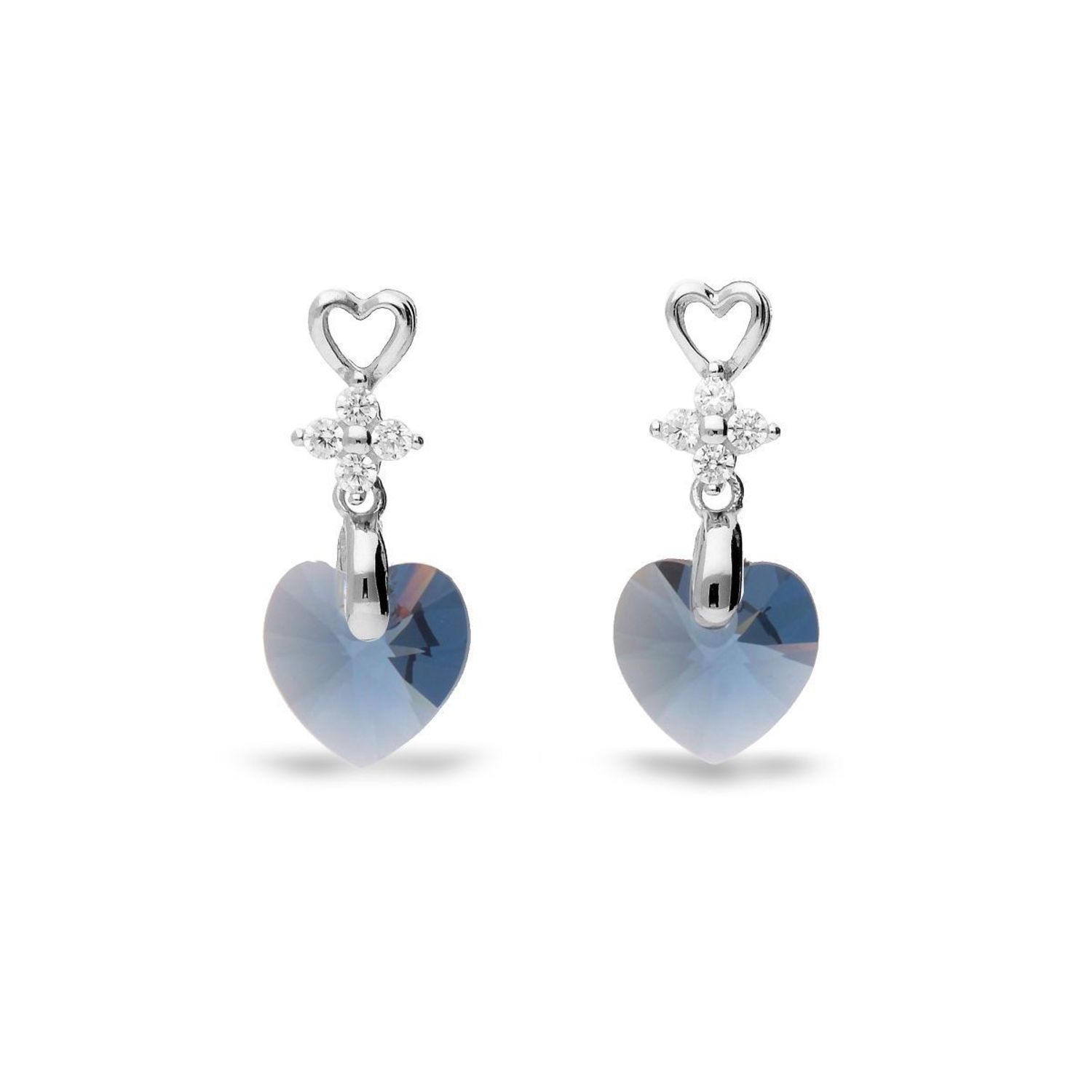 Piękne wiszące kolczyki Spark Swarovski to ciekawa biżuteria z efektownym połączeniem srebra i luksusowych niebieskich kryształków Swarovskiego..jpg