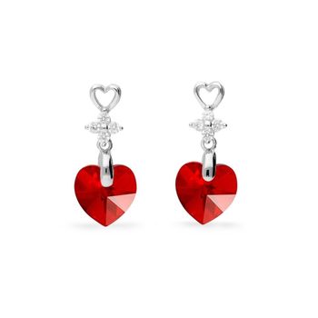 Piękne wiszące kolczyki Spark Swarovski to ciekawa biżuteria z efektownym połączeniem srebra i luksusowych czerwonych kryształków Swarovskiego..jpg