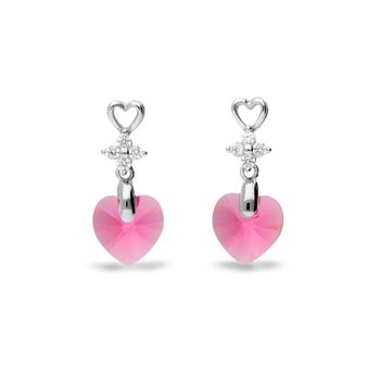 Piękne wiszące kolczyki Spark Swarovski to ciekawa biżuteria z efektownym połączeniem srebra i luksusowych różowych kryształków Swarovskiego..jpg