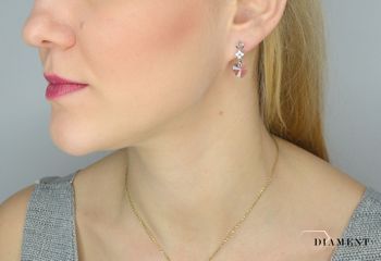 Srebrne kolczyki wiszące Spark Swarovski kryształki różowe serca KC622810OR. Piękne wiszące kolczyki Spark Swarovski  (4).JPG