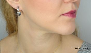 Srebrne kolczyki wiszące Spark Swarovski kryształki grafitowe serca KC622810SN. Piękne wiszące kolczyki Spark Swarovski to ciekawa biżuteria (3).JPG