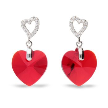 Piękne wiszące kolczyki Spark Swarovski to ciekawa biżuteria z efektownym połączeniem srebra i luksusowych czerwonych kryształków Swarovskiego..jpg
