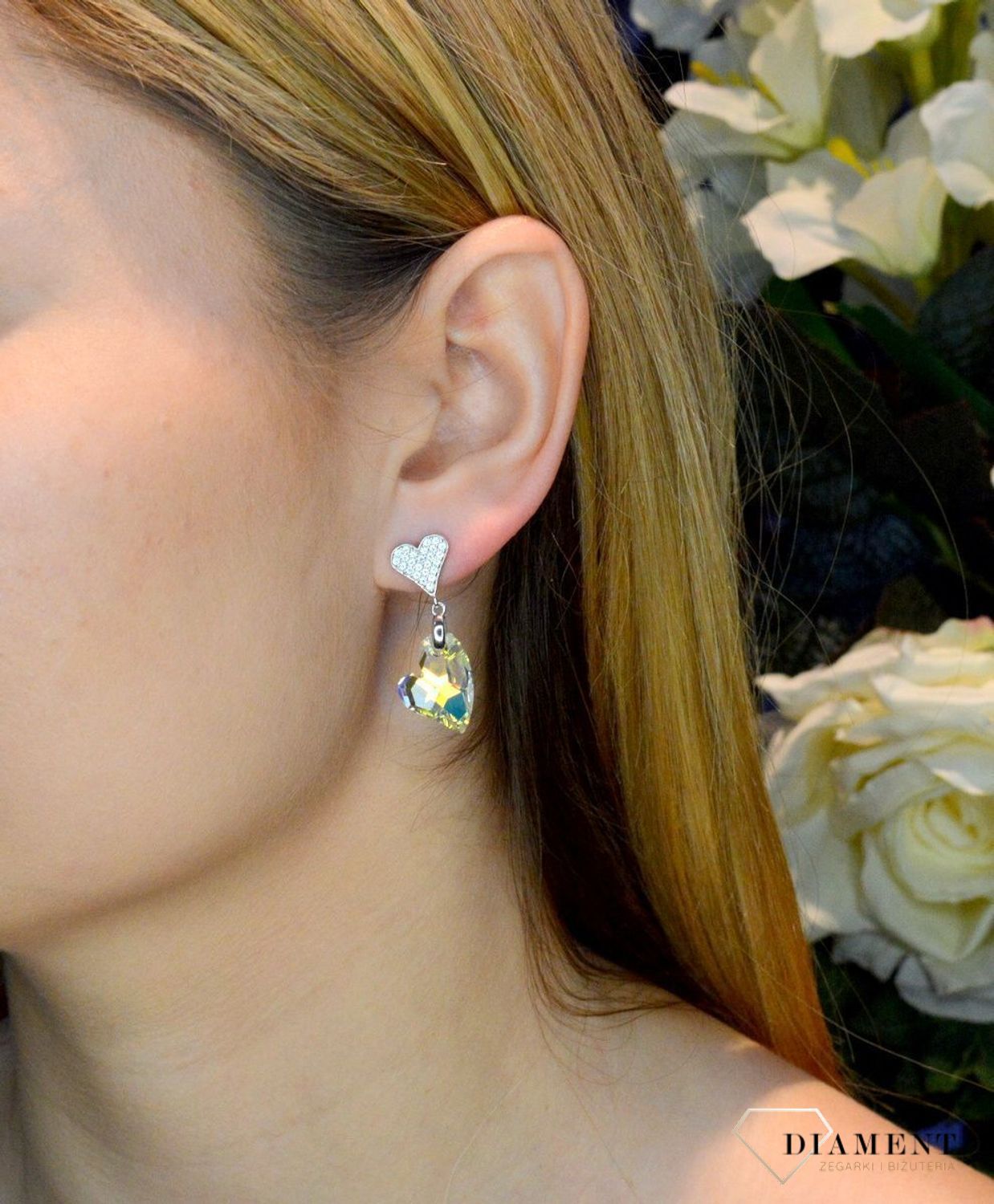 Kolczyki srebrne serca z Kryształkami Swarovski Corazon Aurore Boreale KC626117AB. Kolczyki damskie na prezent. Kolczyki serduszka. Kolczyki na walentynki. Kolczyki dla ukochanej. Błyszcząca biżuteria spark..jpg