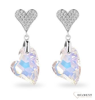 Kolczyki srebrne serca z Kryształkami Swarovski Corazon Aurore Boreale KC626117AB. Kolczyki damskie na prezent. Kolczyki serduszka. Kolczyki na walentynki. Kolczyki dla ukochanej. Błyszcząca biżuteria spark..jpg