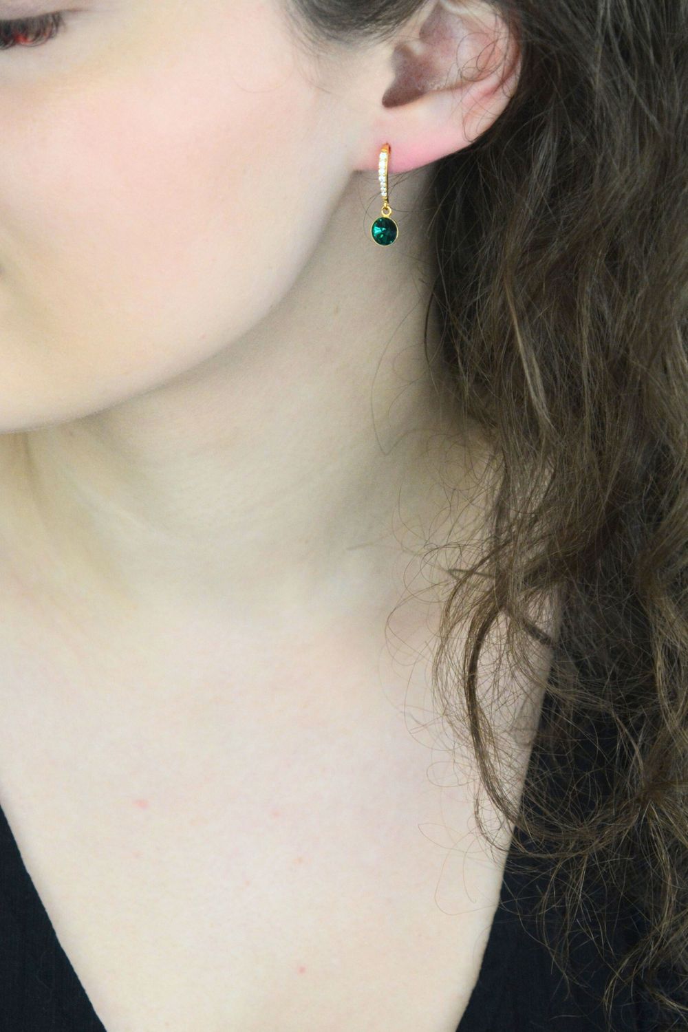 Kolczyki pozłacane z kryształami Swarovskiego Emerald  Srebro 925.jpg