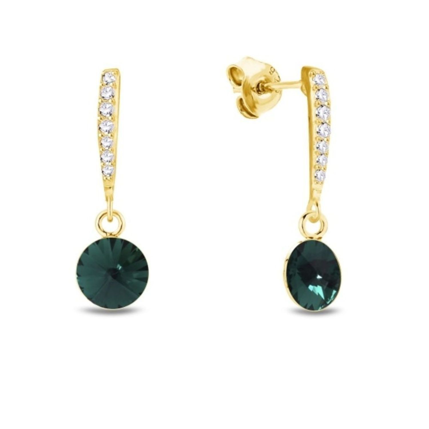 Kolczyki pozłacane z kryształami Swarovskiego Emerald  Srebro 925.jpg