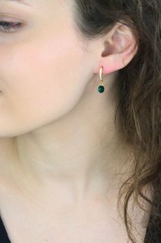 Kolczyki pozłacane srebro 925 – kryształy Swarovskiego Emerald 2,3 cm (1).jpg