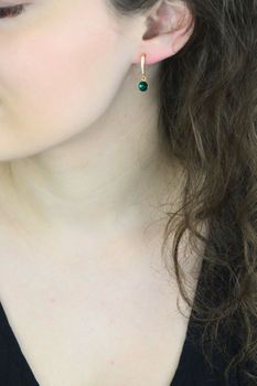 Kolczyki pozłacane srebro 925 – kryształy Swarovskiego Emerald 2,3 cm (2).jpg