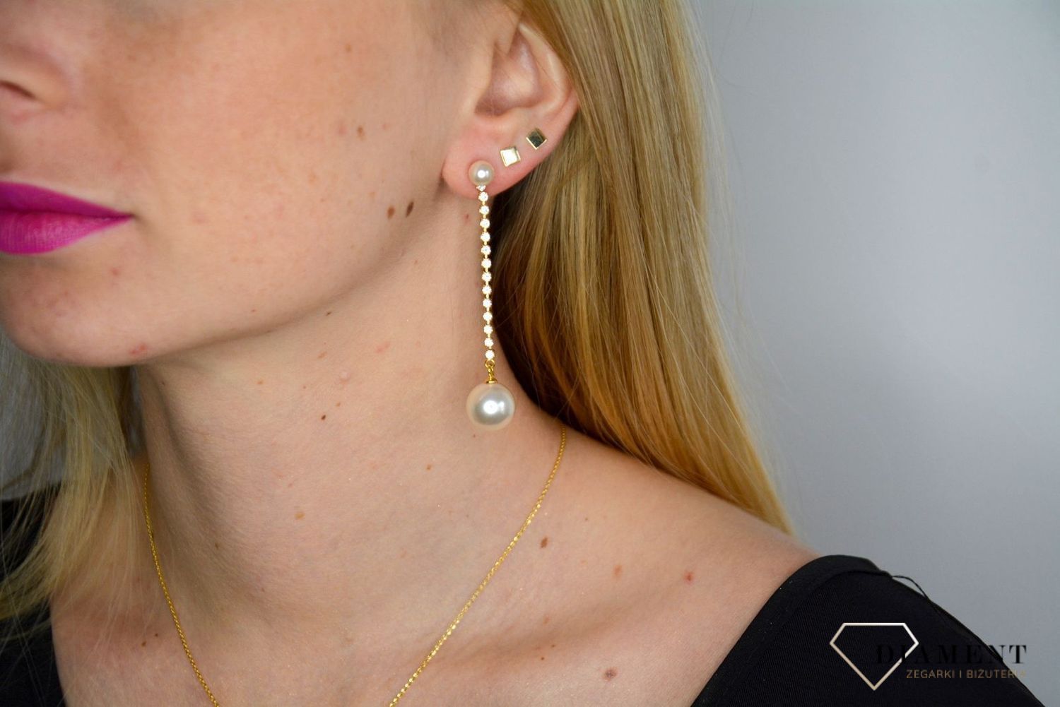 KCCG581812CR Kolczyki srebrne Swarovski perełki. Kolczyki wykonane ze srebra próby 925 pokryte złotem, oraz ekskluzywnych kryształów Swarovski® crystals z perełkami..jpg