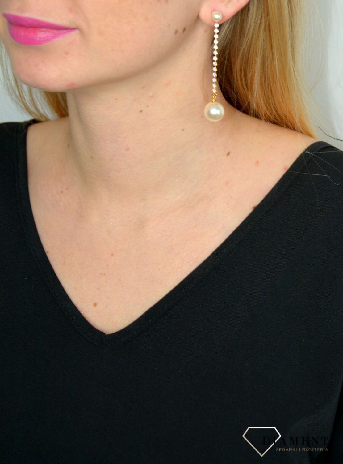 KCCG581812CR Kolczyki srebrne Swarovski perełki. Kolczyki wykonane ze srebra próby 925 pokryte złotem, oraz ekskluzywnych kryształów Swarovski® crystals z perełkami..jpg