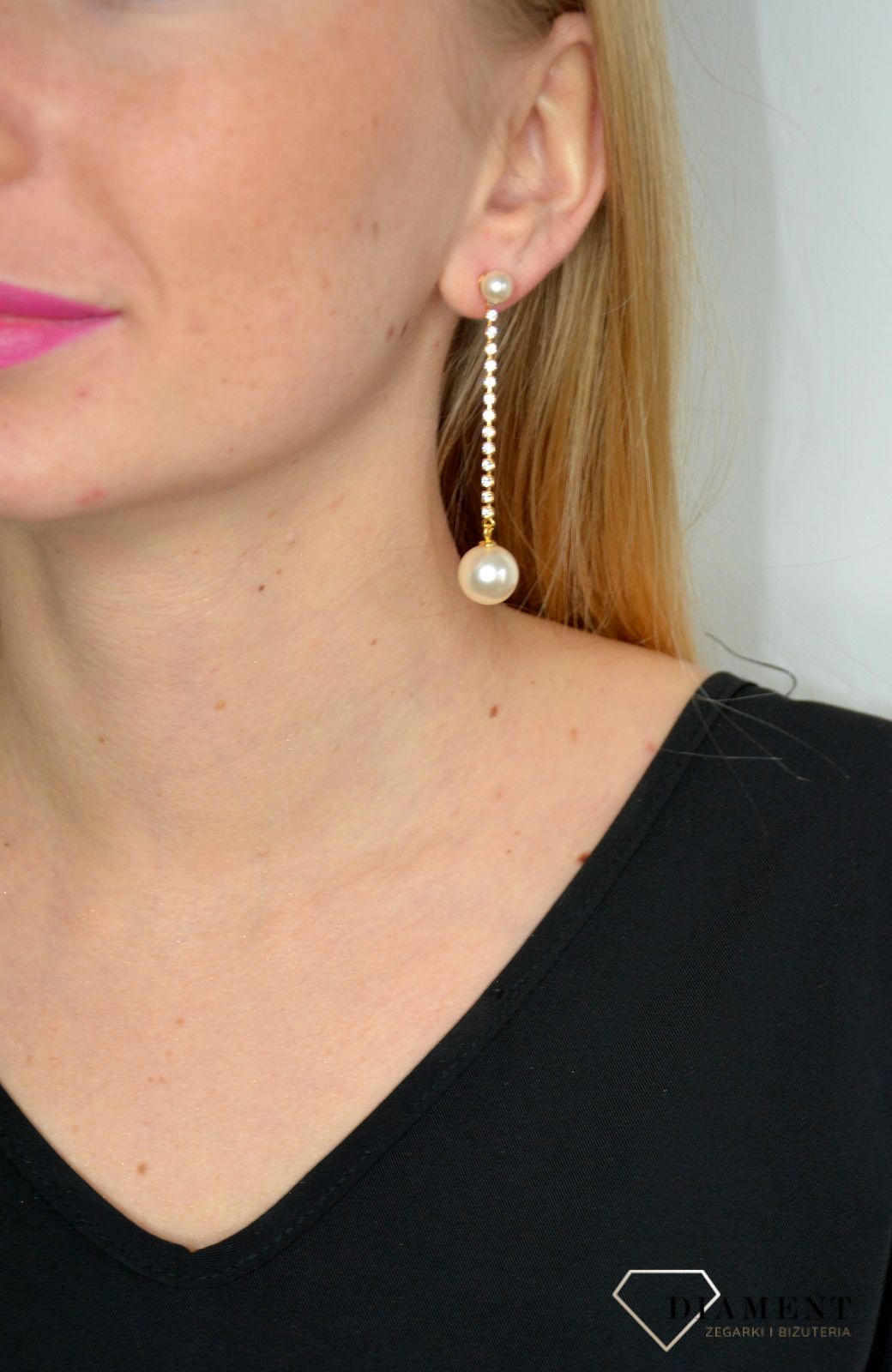 KCCG581812CR Kolczyki srebrne Swarovski perełki. Kolczyki wykonane ze srebra próby 925 pokryte złotem, oraz ekskluzywnych kryształów Swarovski® crystals z perełkami..jpg