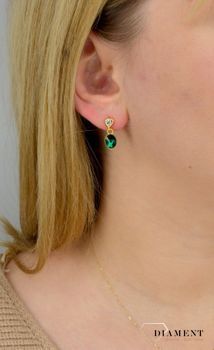 Kolczyki srebrne Pozłacane Swarovski 'Zielony kryształ'. Kolczyki wykonane z pozłacanego srebra próby 925 oraz ekskluzywnych kryształów Swarovski® crystals w kolorze Emerald (1) — kopia.JPG