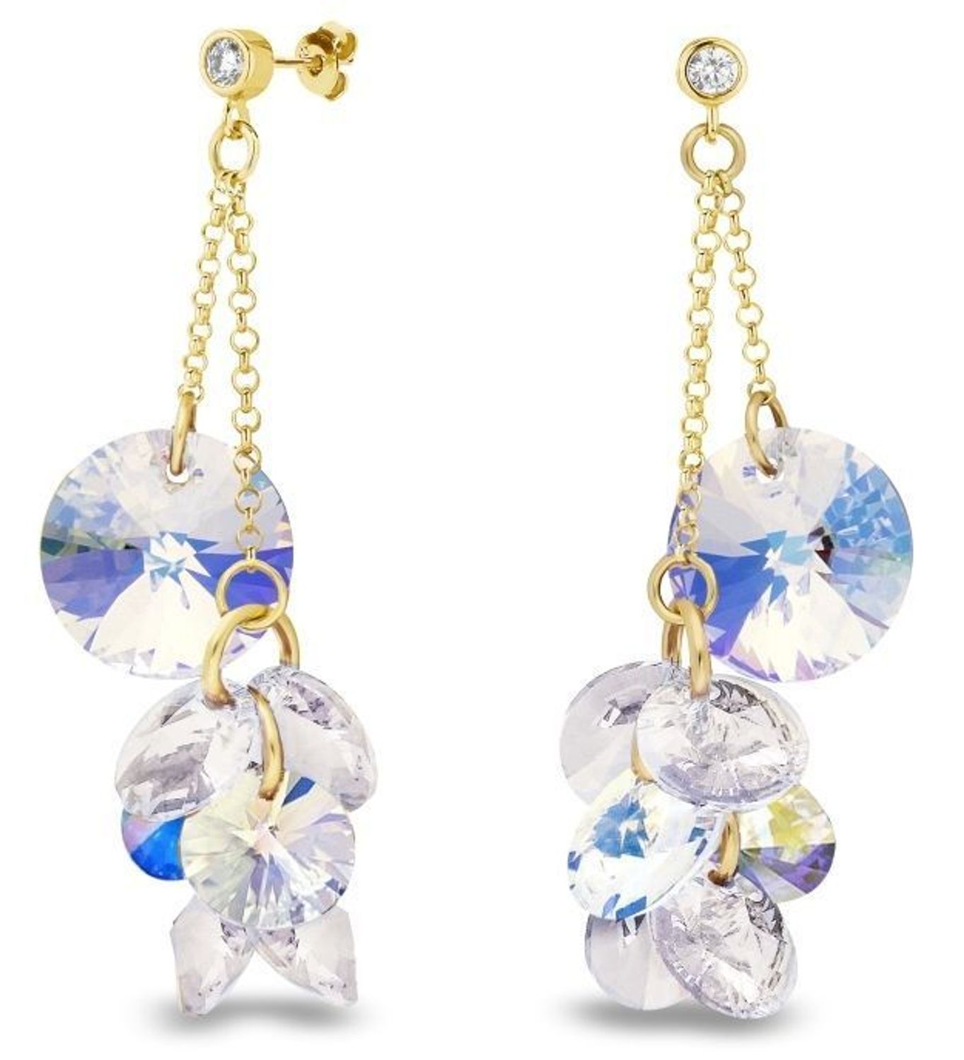 Kolczyki wiszące srebro pozł. SPARK KCG64287AB Nowoczesne kolczyki ozdobione kryształami Swarovskiego w kolorze opalizującym. Minimalistyczna biżuteria to jeden z najmodniejszych w tym sezonie trendów1.jpg