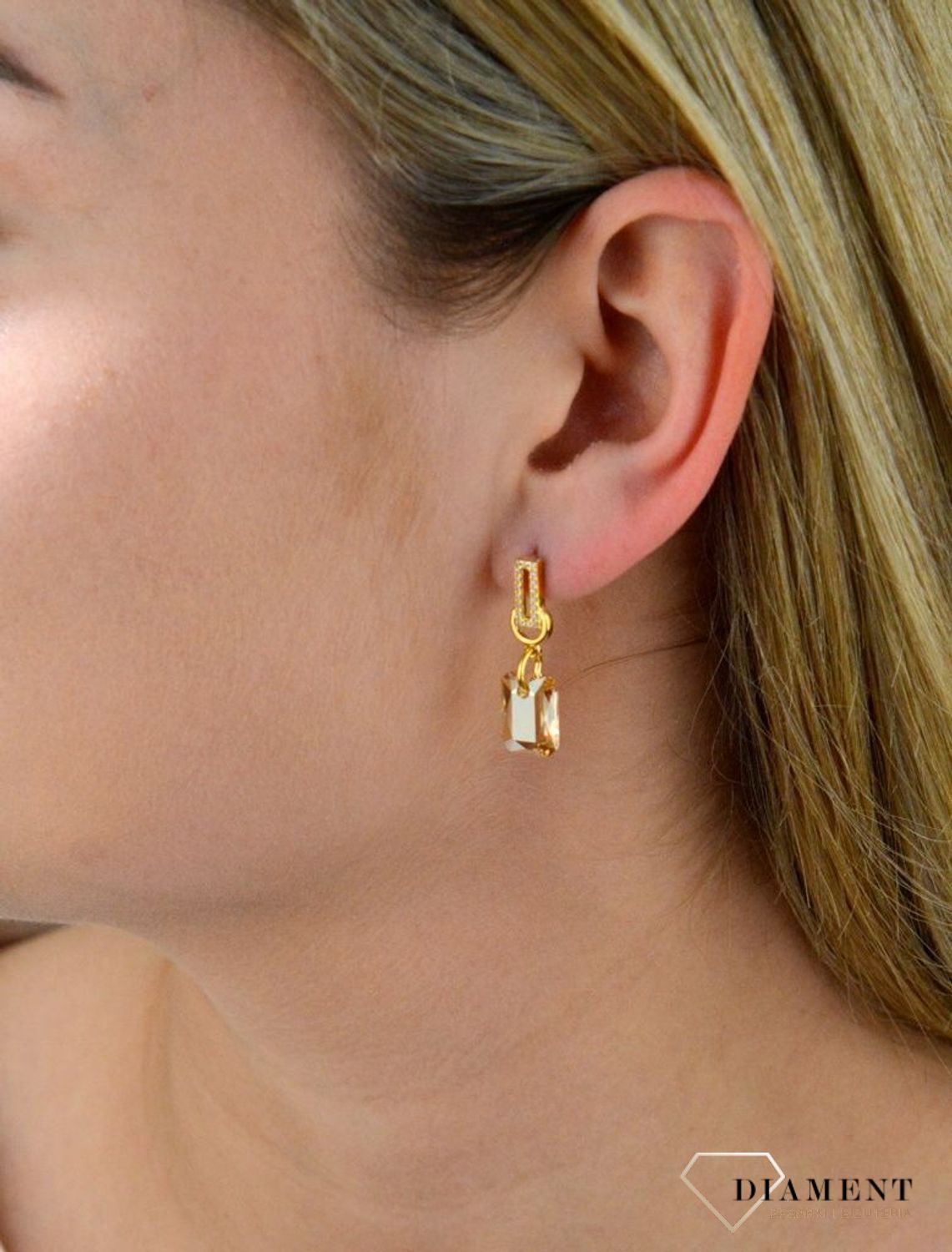 Kolczyki Pozłacane Spark Swarovski Golden Shadow KCG643511GS.jpg