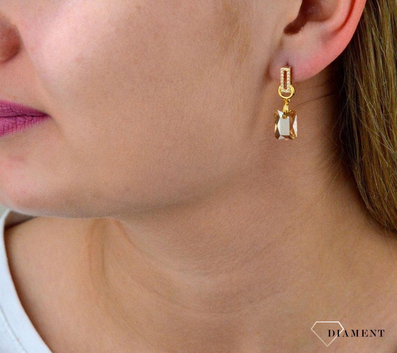 Kolczyki Pozłacane Spark Swarovski Golden Shadow KCG643511GS.jpg