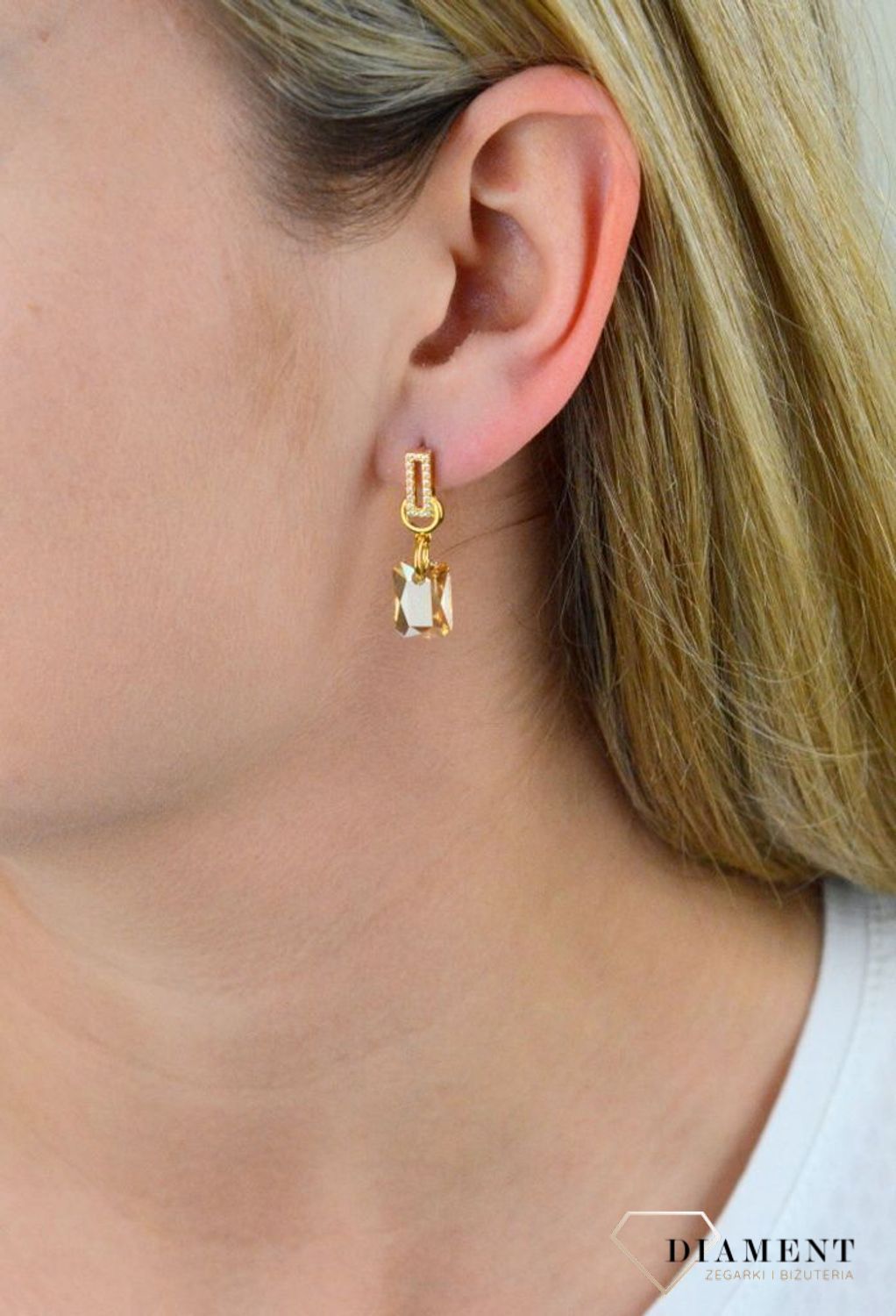 Kolczyki Pozłacane Spark Swarovski Golden Shadow KCG643511GS.jpg