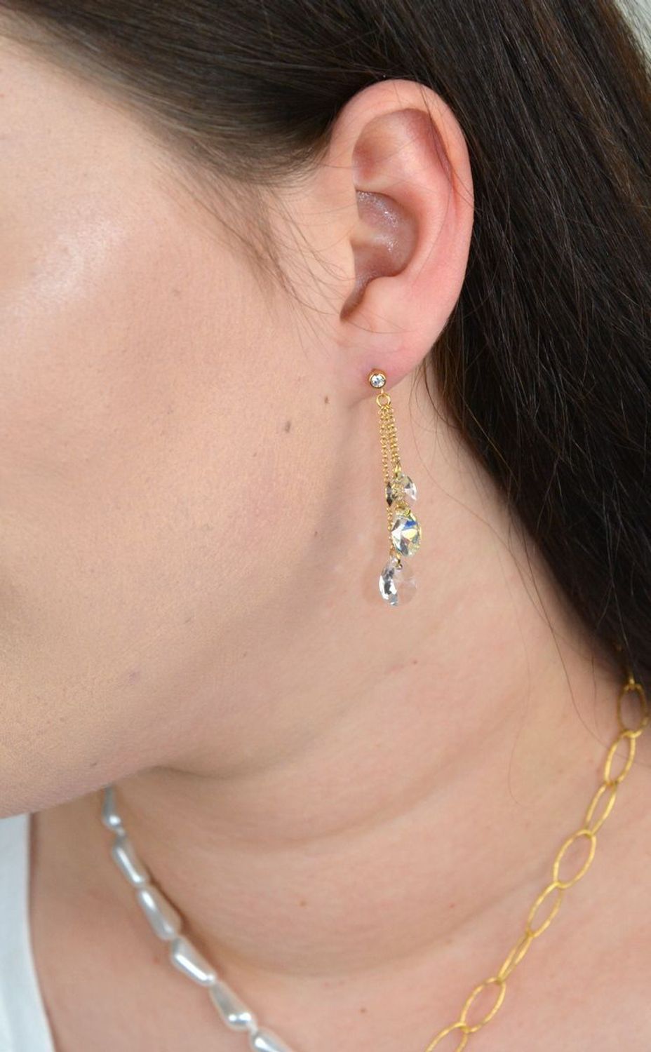 Srebrne kolczyki wiszące łańcuszki Spark Swarovski KCGROLO61283CAB.jpg