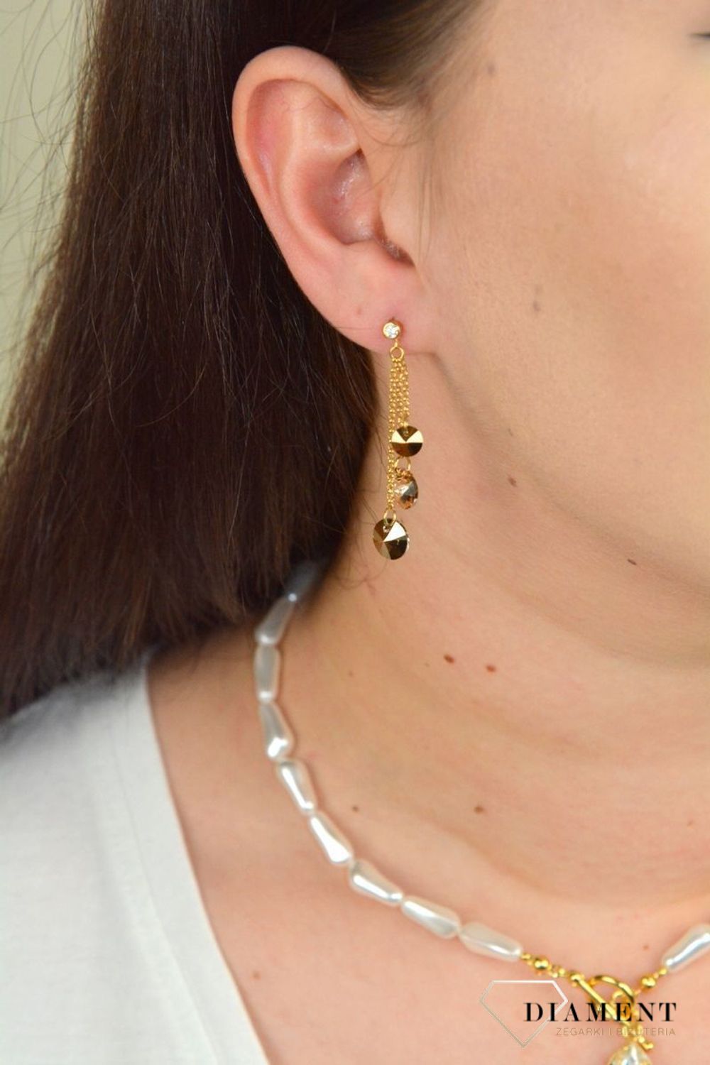 Srebrne kolczyki wiszące łańcuszki z kryształkami Spark Swarovski KCGROLO64283GSBRS.jpg