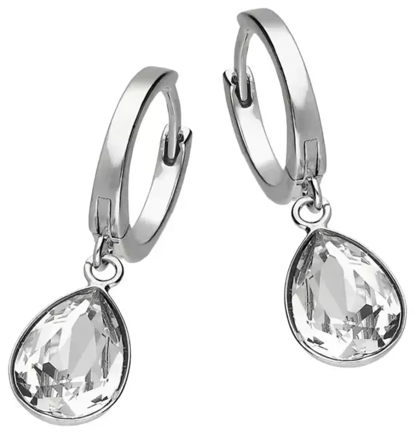 Srebrne kolczyki Spark próba 925 z białym kryształem w kształcie łezki. Długość 2,5 cm, waga 3,10 g. Eleganckie, zapięcie na zatrzask1.webp