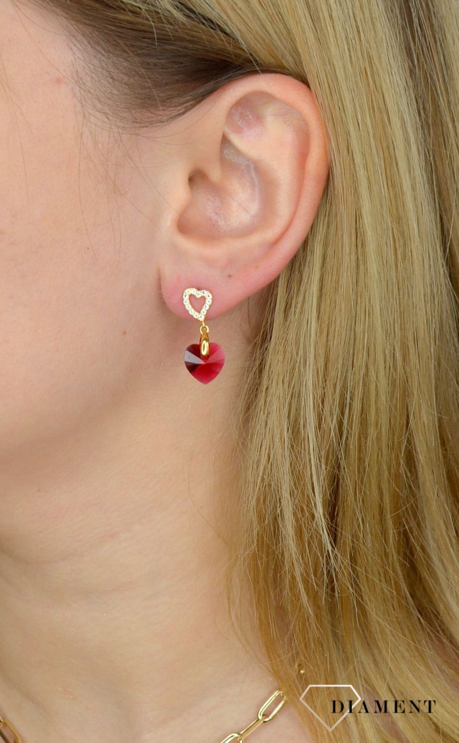 Kolczyki srebrne Swarovski czerwone serca KCSG622810SCb.jpg
