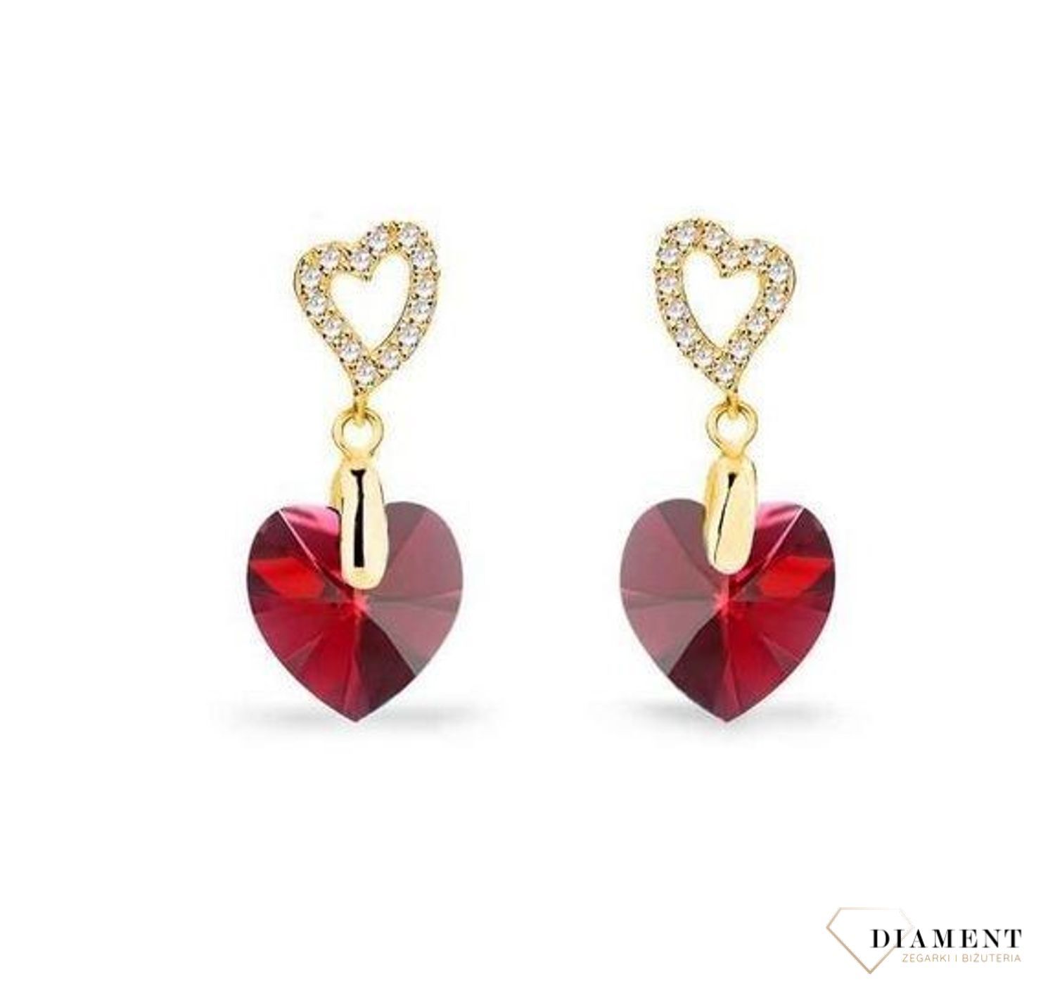Kolczyki srebrne Swarovski czerwone serca KCSG622810SCb.jpg