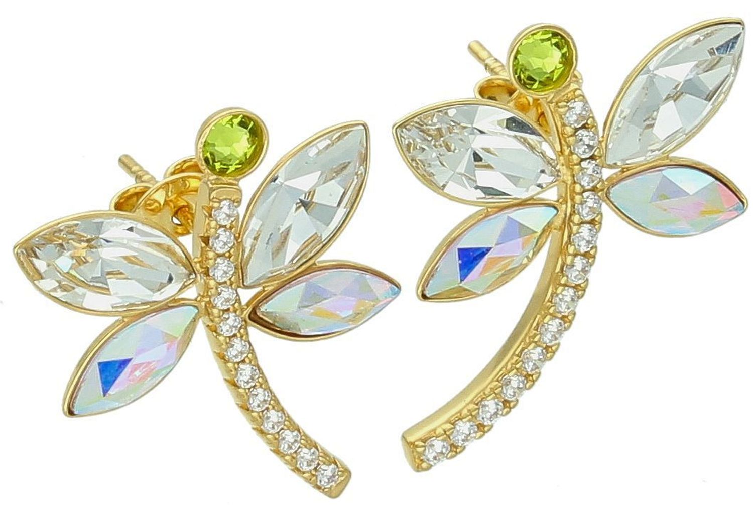 Kolczyki srebrne KDCG4228CAB Ważki z cyrkoniami i kryształami Swarovskiego.jpg