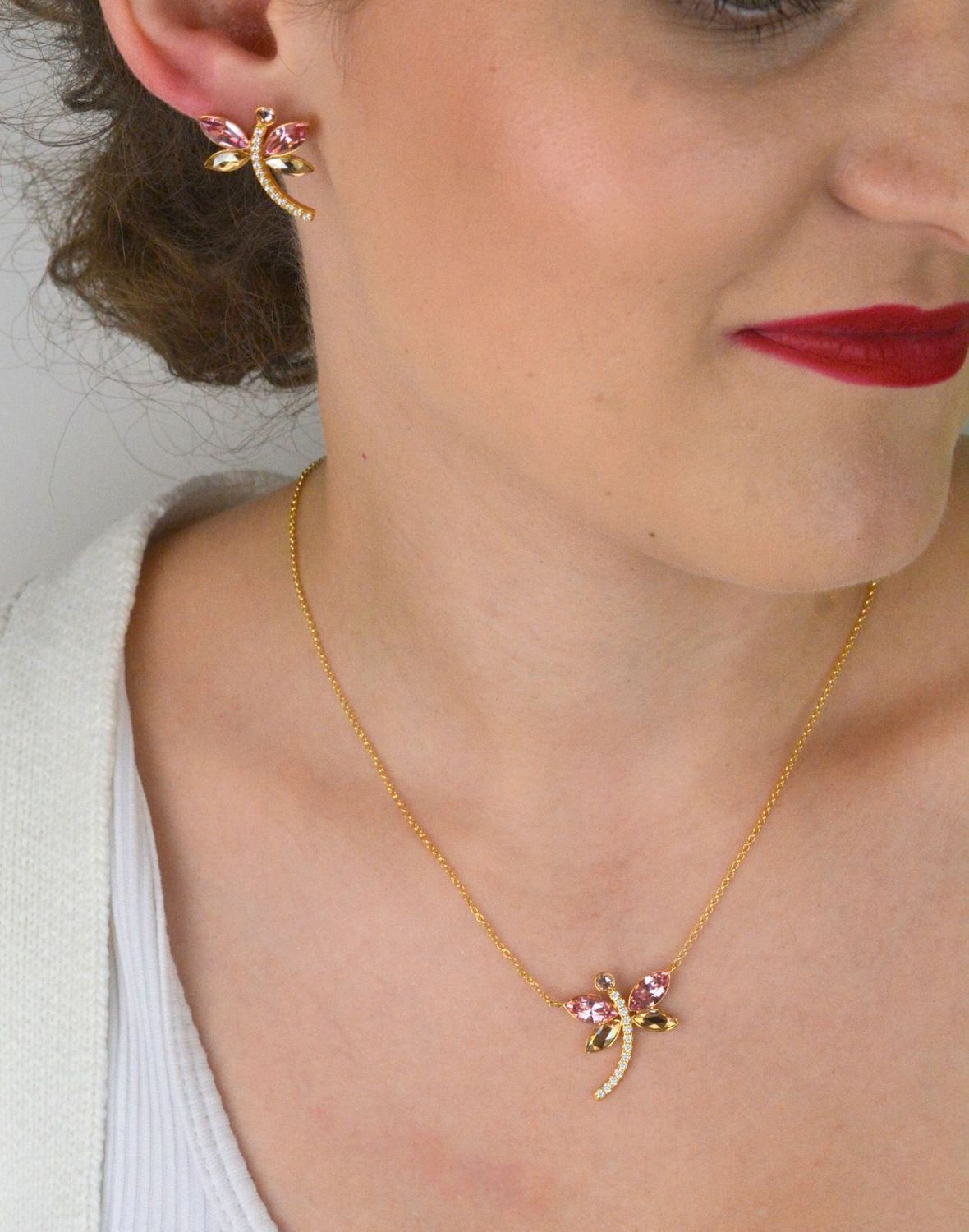 Kolczyki srebrne KDCG4228LRGS Ważki z różowymi kryształami Swarovskiego i cyrkoniami.jpg