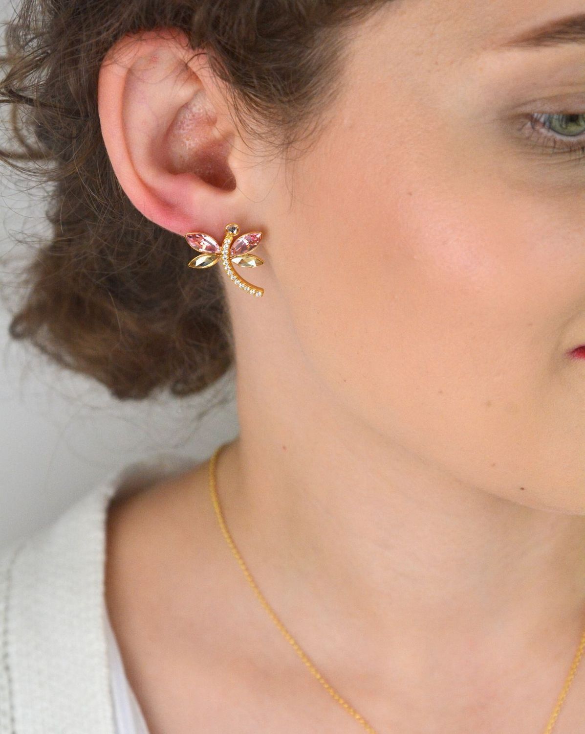 Kolczyki srebrne KDCG4228LRGS Ważki z różowymi kryształami Swarovskiego i cyrkoniami.jpg