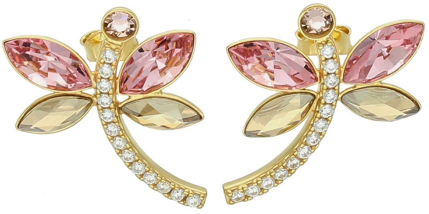 Kolczyki srebrne KDCG4228LRGS Ważki z różowymi kryształami Swarovskiego i cyrkoniami.jpg