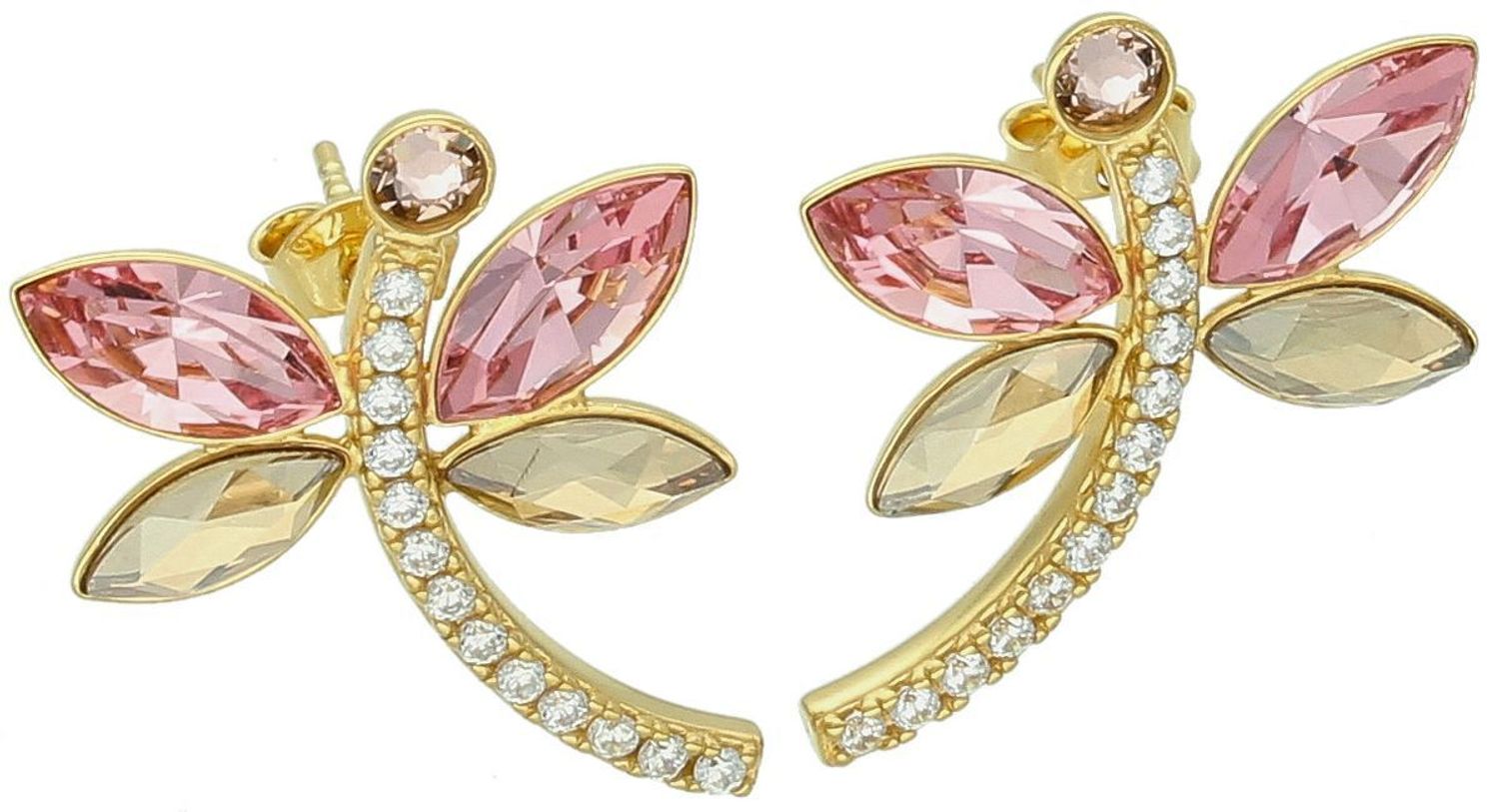 Kolczyki srebrne KDCG4228LRGS Ważki z różowymi kryształami Swarovskiego i cyrkoniami.jpg