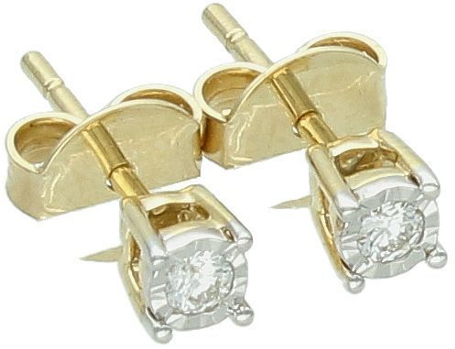 Złote kolczyki z diamentami 0,18ct HSI – KE19940Y, próba 585, sztyft.jpg