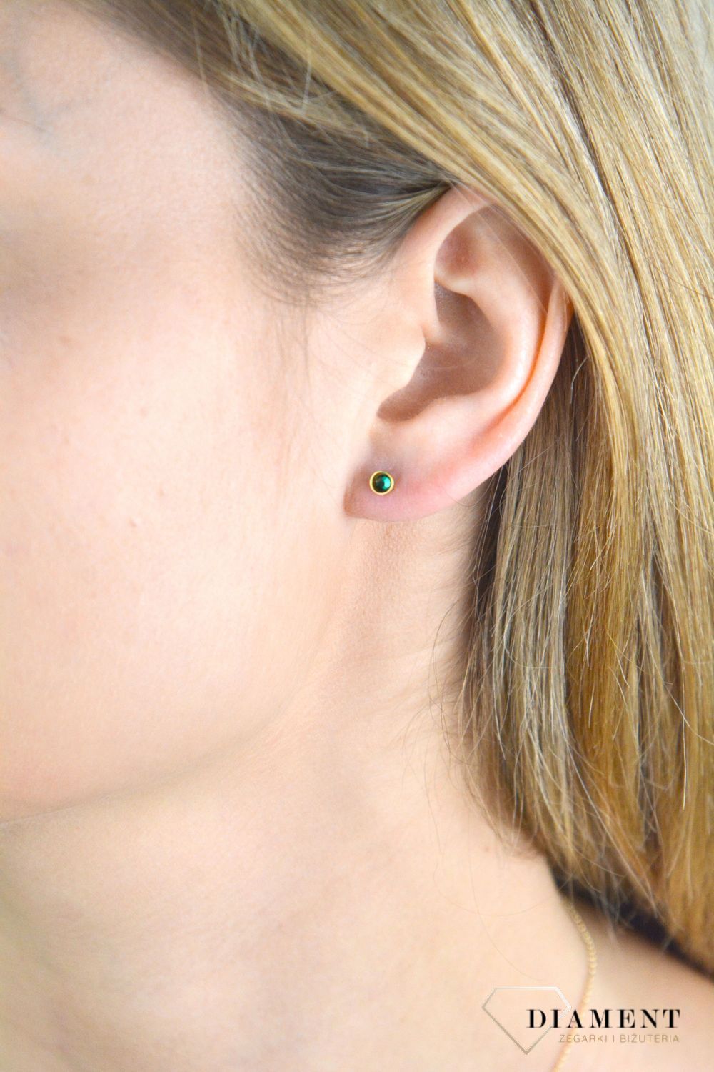 Kolczyki srebrne Spark Pinpoint Emerald Gold KG2038SS1EM.jpg