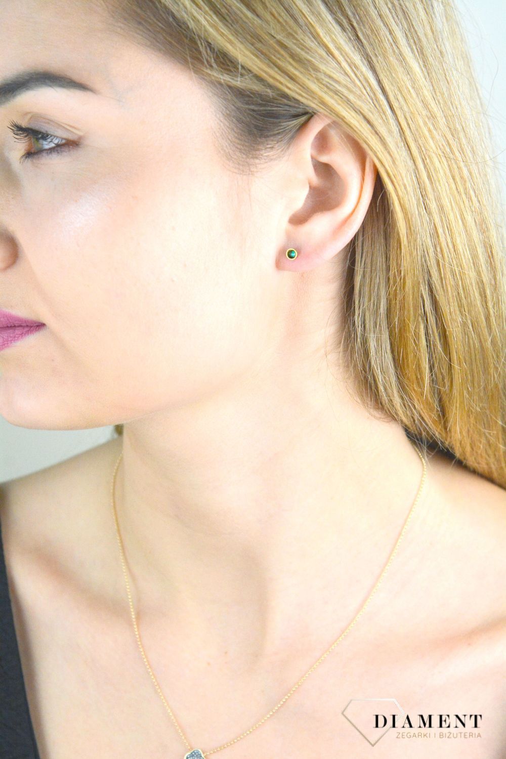 Kolczyki srebrne Spark Pinpoint Emerald Gold KG2038SS1EM.jpg